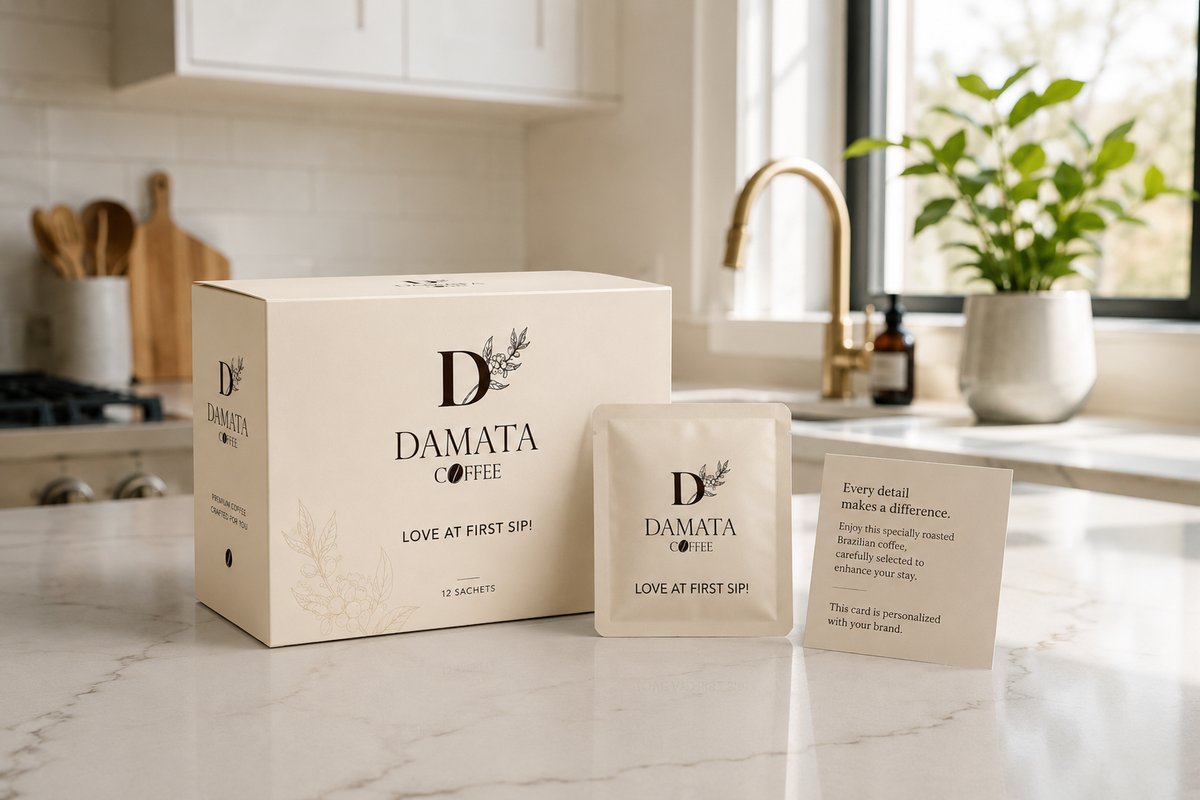 Pocket Brew single-serve coffee box with welcome card